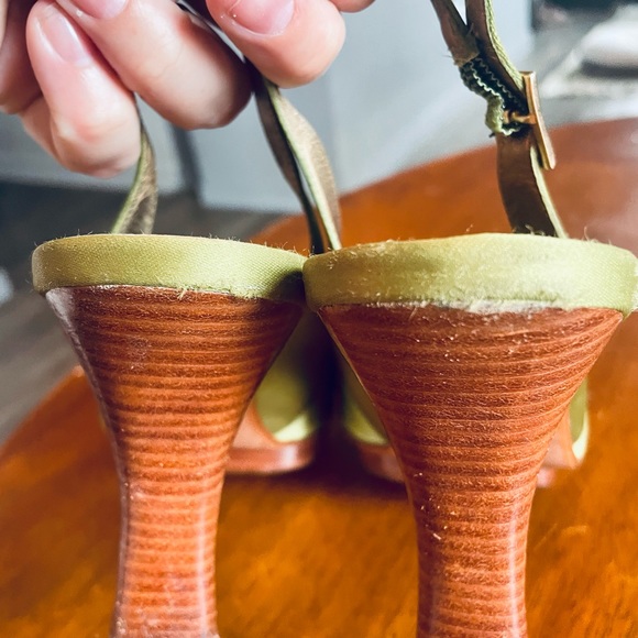 Via Spiga Olive Green Slingback Heels Formal Occasion‎ Party Shoes - Picture 4 of 7